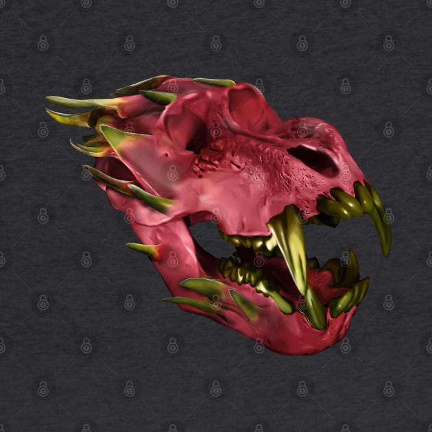 Dragon fruit skull design by Corvons